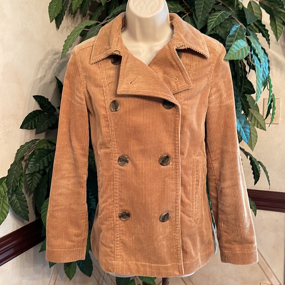 GAP TAN DOUBLE BREASTED CORDUROY PEACOAT